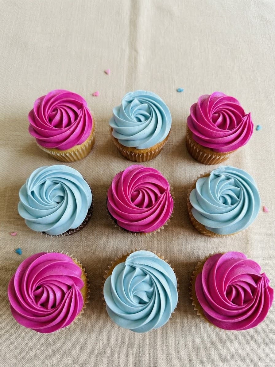 Gender reveal cupcakes!